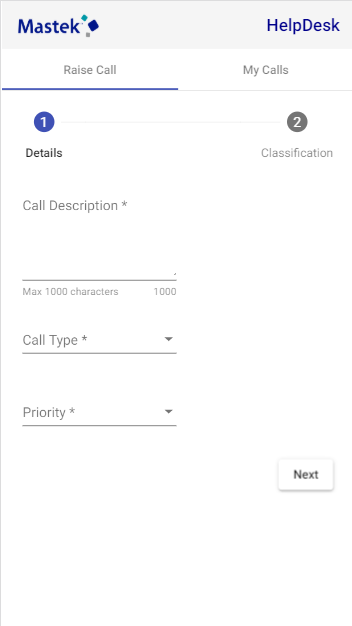 Raise call details screen